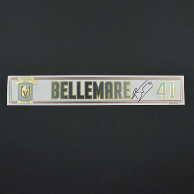Pierre-Edouard Bellemare - Vegas Golden Knights - 2017-18 Inaugural Game at T-Mobile Arena - Autographed Locker Room Nameplate
