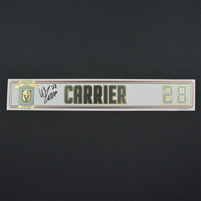 William Carrier - Vegas Golden Knights - 2017-18 Inaugural Game at T-Mobile Arena - Autographed Locker Room Nameplate