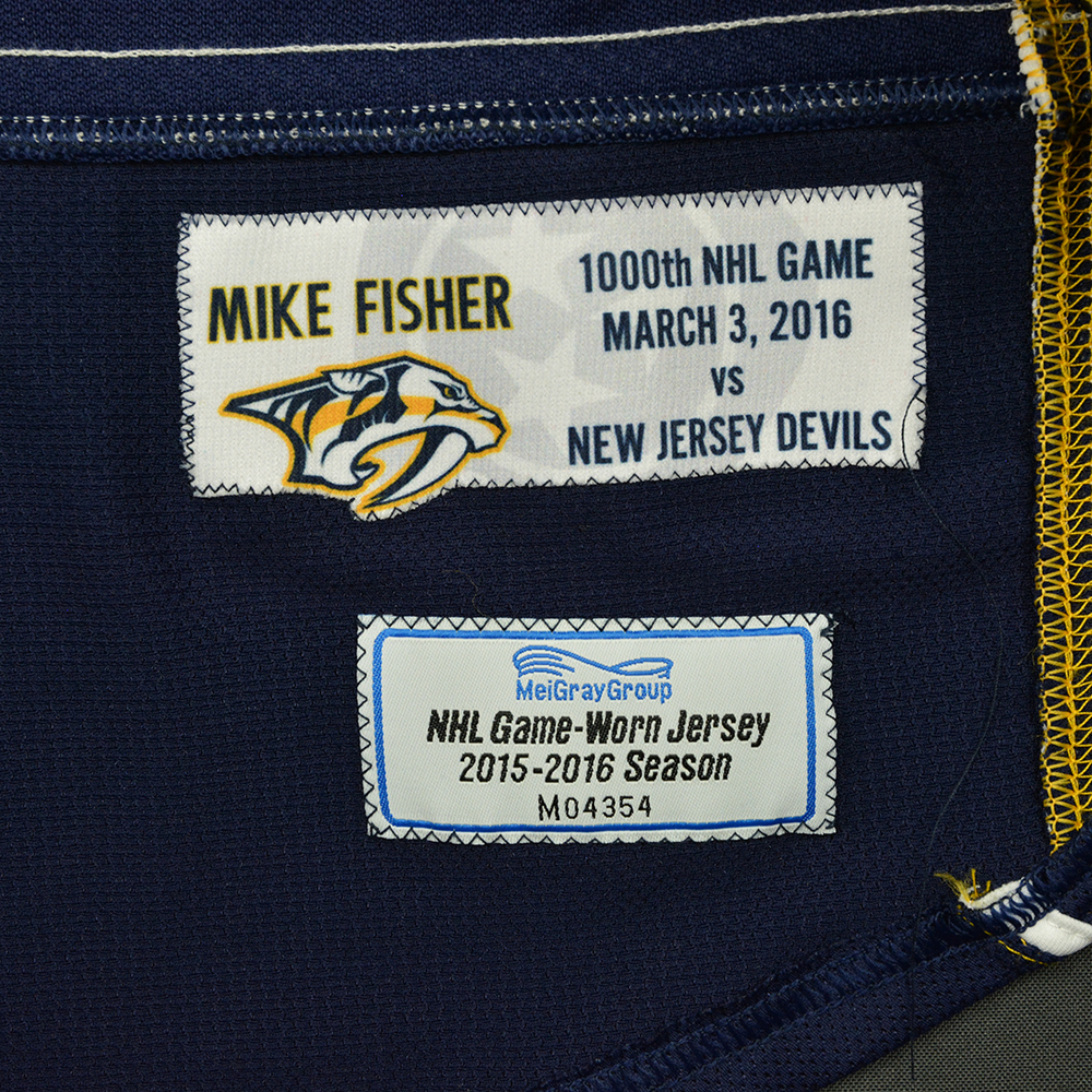 Lot Detail - Mike Fisher - Nashville Predators - 1000th NHL Game -  Game-Worn Gold Set 2 w/A, w/ All-Star Game Patch Jersey - Worn in First  Period