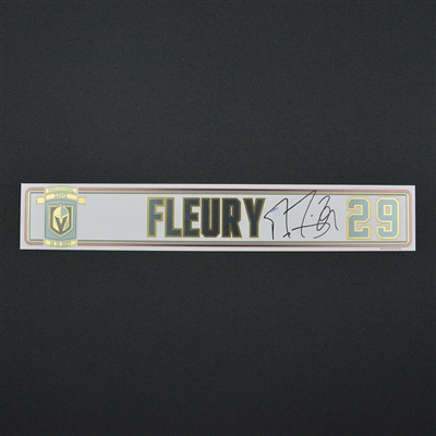 Marc-Andre Fleury - Vegas Golden Knights - 2017-18 Inaugural Game at T-Mobile Arena - Autographed Locker Room Nameplate