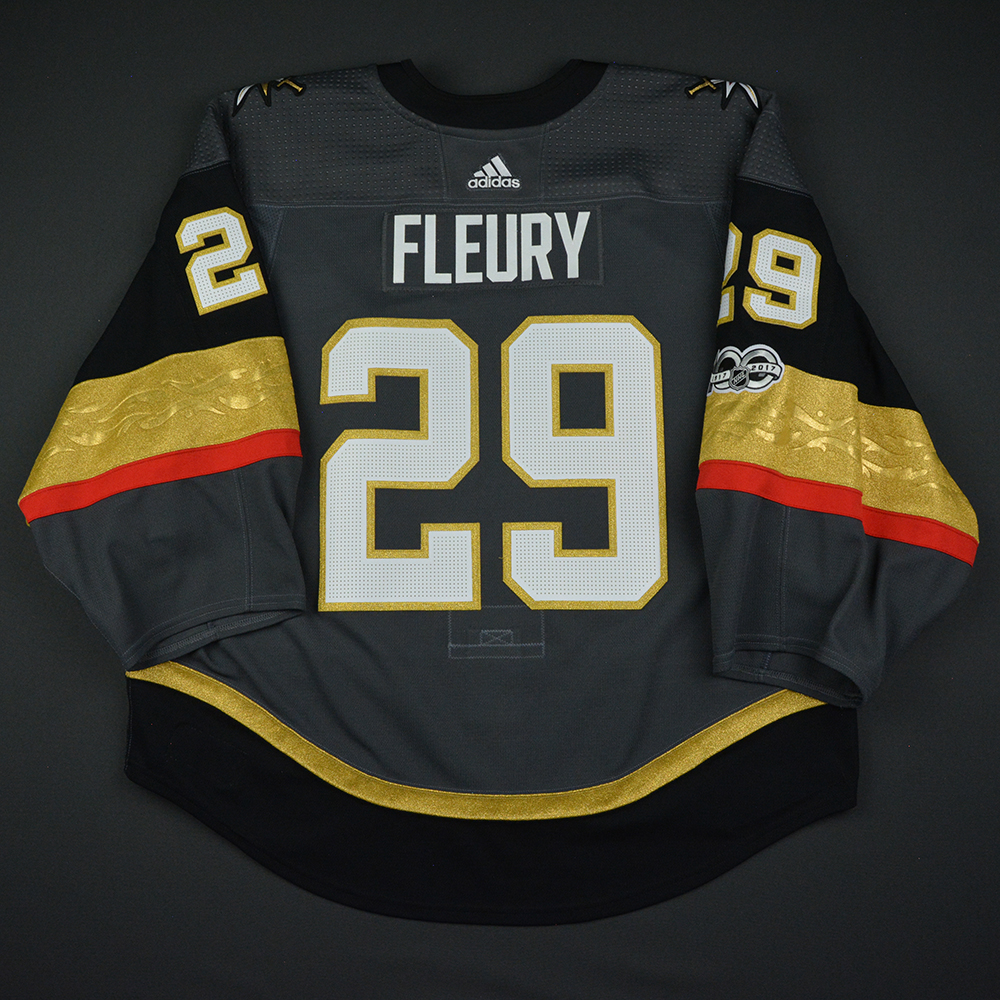 Marc Andre Fleury 17'18 White Vegas Golden Knights Playoffs PHOTOMATCHED Game  Worn Jersey