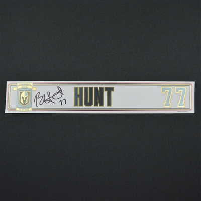 Brad Hunt- Vegas Golden Knights - 2017-18 Inaugural Game at T-Mobile Arena - Autographed Locker Room Nameplate