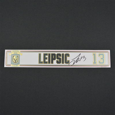 Brendan Leipsic - Vegas Golden Knights - 2017-18 Inaugural Game at T-Mobile Arena - Autographed Locker Room Nameplate