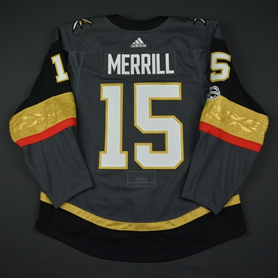 Jon Merrill - Vegas Golden Knights - 2017-18 Inaugural Game at T-Mobile Arena - Game-Issued Jersey - 1st Period Only