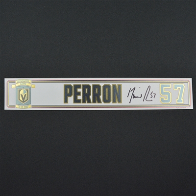 David Perron - Vegas Golden Knights - 2017-18 Inaugural Game at T-Mobile Arena - Autographed Locker Room Nameplate