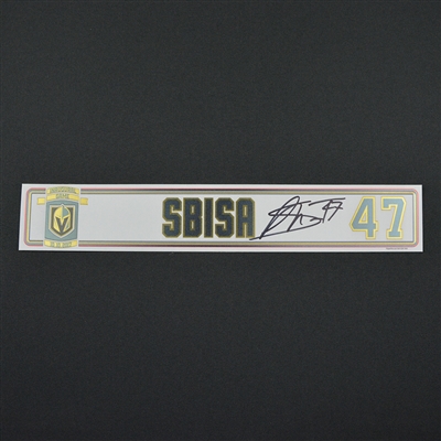 Luca Sbisa - Vegas Golden Knights - 2017-18 Inaugural Game at T-Mobile Arena - Autographed Locker Room Nameplate