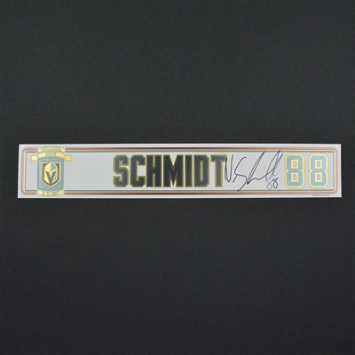 Nate Schmidt - Vegas Golden Knights - 2017-18 Inaugural Game at T-Mobile Arena - Autographed Locker Room Nameplate