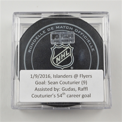 Sean Couturier - Philadelphia Flyers - Goal Puck - January 9, 2016 vs. New York Islanders (Flyers Logo)