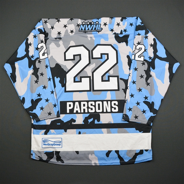 Kayla Parsons - Buffalo Beauts - Game-Issued Military Appreciation Jersey - Nov. 18, 2017