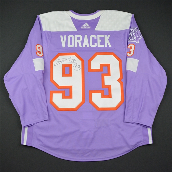 Jakub Voracek - Philadelphia Flyers - 2017 Hockey Fights Cancer - Warmup-Worn Autographed Jersey