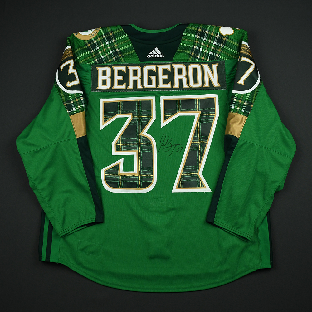 The Bruins' St. Patrick's Day jerseys are green, plaid and