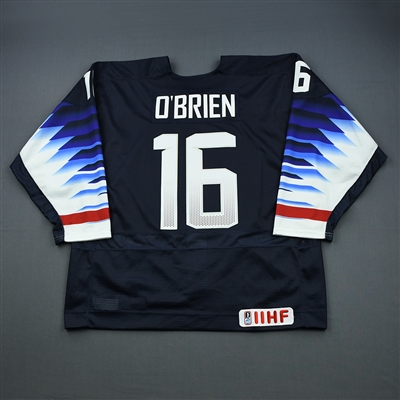 Jay OBrien - 2019 U.S. IIHF World Junior Championship - Game-Worn Blue Jersey