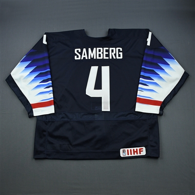 Dylan Samberg - 2019 U.S. IIHF World Junior Championship - Game-Worn Blue Jersey
