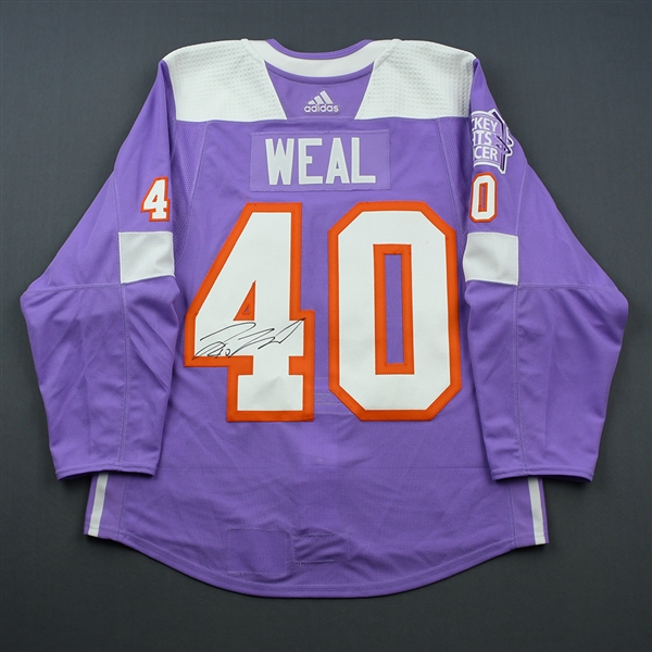 Jordan Weal - Philadelphia Flyers - 2018 Hockey Fights Cancer - Warmup-Worn Autographed Jersey