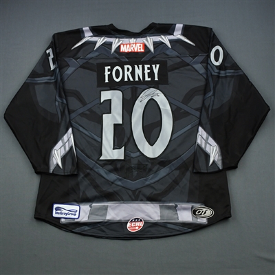 Chris Forney - Tulsa Oilers - 2018-19 MARVEL Super Hero Night - Game-Worn Autographed Jersey and Socks 