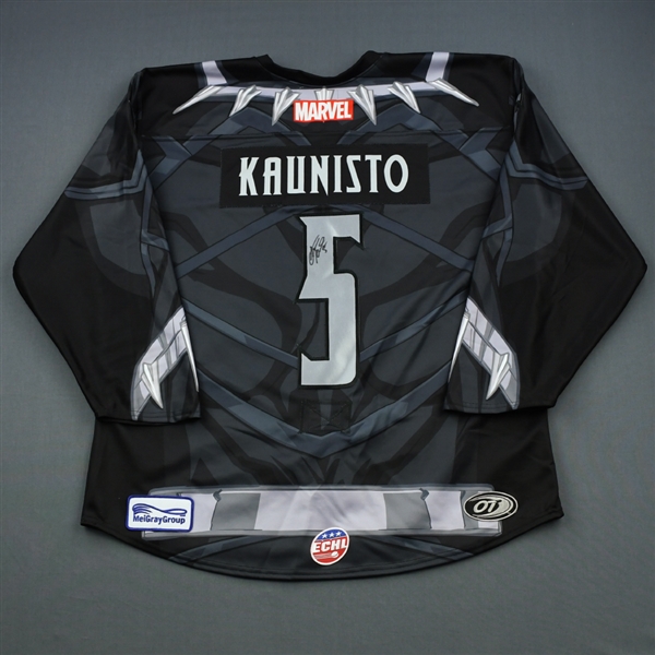 Steven Kanuisto - Tulsa Oilers - 2018-19 MARVEL Super Hero Night - Game-Worn Autographed Jersey  w/A and Socks 