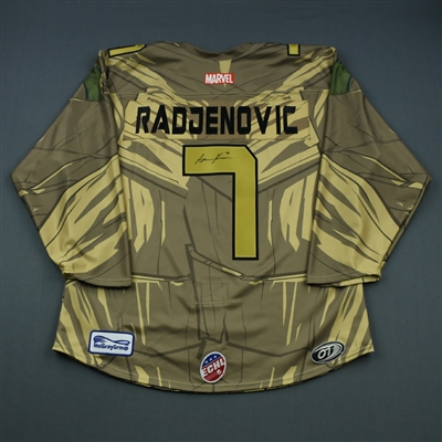 Andrew Radjenovic - Rapid City - 2018-19 MARVEL Super Hero Night - Game-Issued Autographed Jersey w/A and Socks 