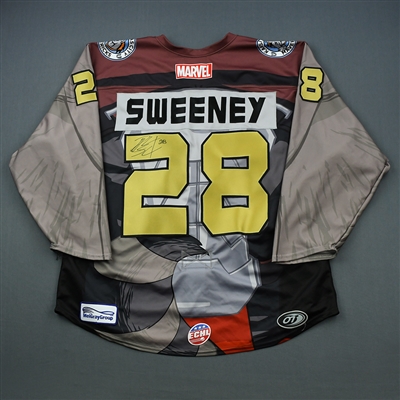 Riley Sweeney - Mavericks - 2018-19 MARVEL Super Hero Night - Game-Worn Autographed Jersey and Socks 