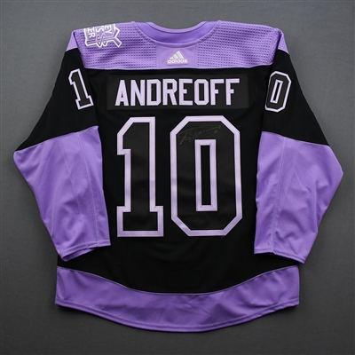 Andy Andreoff - Warmup-Worn Hockey Fights Cancer Jersey - December 17, 2019