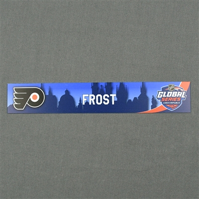 Morgan Frost - 2019 NHL Global Series Locker Room Nameplate - Game-Issued