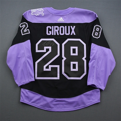 Claude Giroux - Warmup-Worn Hockey Fights Cancer Autographed Jersey w/C - Nov. 25, 2019 & Dec. 17, 2019