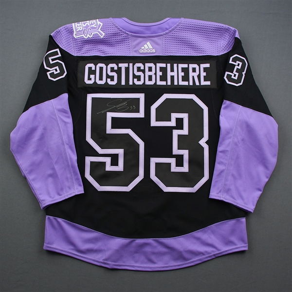 Shayne Gostisbehere - Warmup-Worn Hockey Fights Cancer Autographed Jersey - Dec. 17, 2019