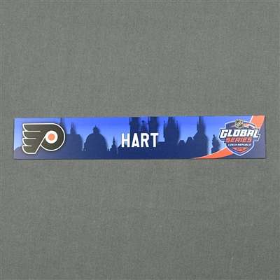 Carter Hart - 2019 NHL Global Series Locker Room Nameplate Game-Issued