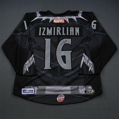Chris Izmirlian - Black Panther - 2018-19 MARVEL Super Hero Night - Game-Issued Autographed Jersey and Socks
