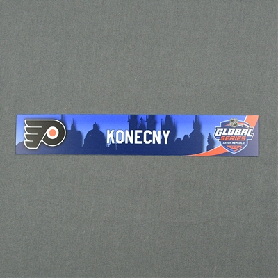 Travis Konecny - 2019 NHL Global Series Locker Room Nameplate Game-Issued