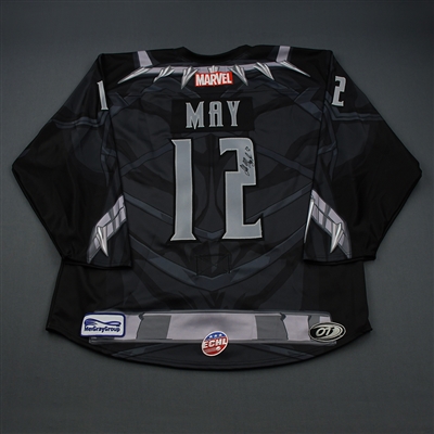 Johno May - Black Panther - 2018-19 MARVEL Super Hero Night - Game-Issued Autographed Jersey and Socks