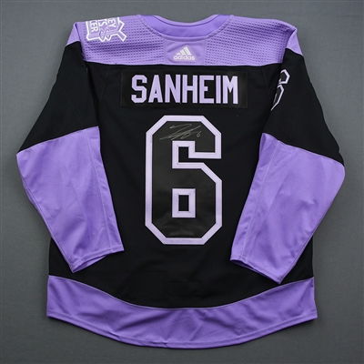 Travis Sanheim - Warmup-Worn Hockey Fights Cancer Autographed Jersey - Nov. 25, 2019 & Dec. 17, 2019