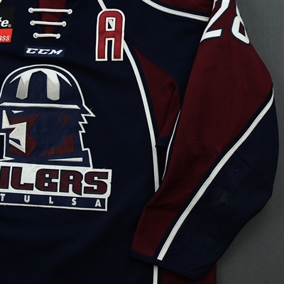 Ryan Tesink - Tulsa Oilers - Game-Worn - Blue w/A Jersey