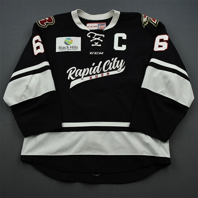 Riley Weselowski - Rapid City Rush - Game-Worn - Black w/C Jersey