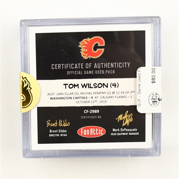 Tom Wilson  - Washington Capitals - October 22, 2019 vs. Calgary Flames (Flames Logo)