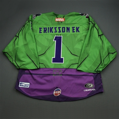 Olle Eriksson Ek - Hulk - 2019-20 MARVEL Super Hero Night - Game-Worn Jersey and Socks 