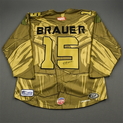 Bo Brauer - Groot - 2019-20 MARVEL Super Hero Night - Game-Worn Autographed Jersey & Socks 