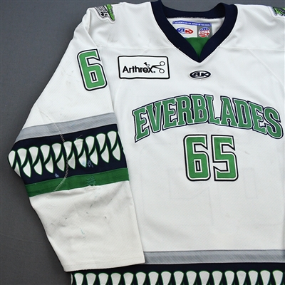 Hunter Garlent - Florida Everblades - Game-Worn - White - Autographed Jersey - 2019-20 Season 
