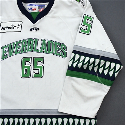 Hunter Garlent - Florida Everblades - Game-Worn - White - Autographed Jersey - 2019-20 Season 