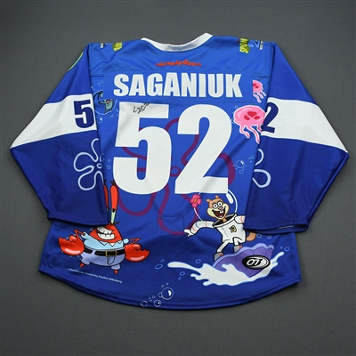 Colby Saganiuk - 2020 U.S. National Under-17 Development Team - Spongebob Square Pants Game-Worn Autographed Jersey w/A