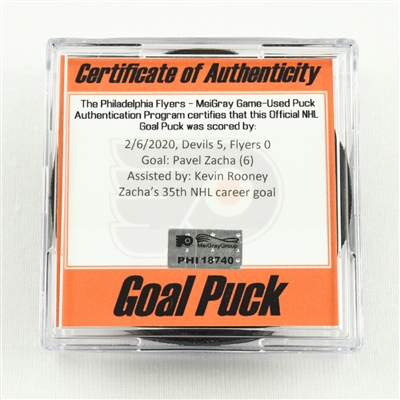 Pavel Zacha - New Jersey Devils - Goal Puck - February 6, 2020 vs. Philadelphia Flyers (Flyers Logo)