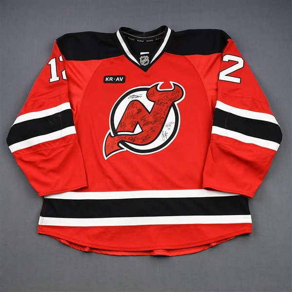 Nick Palmieri - New Jersey Devils - Red w/ KR-AV Patch - Worn October 8, 2011 vs. Philadelphia Flyers