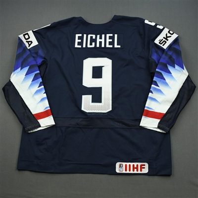 Jack Eichel - 2019 U.S. IIHF World Championship - Game-Worn Blue Jersey