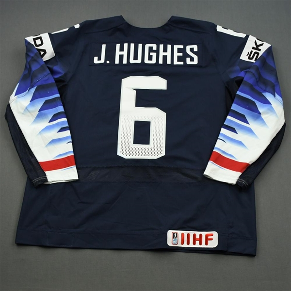 Jack Hughes - 2019 U.S. IIHF World Championship - Game-Worn Blue Jersey