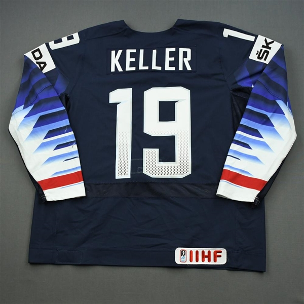 Clayton Keller - 2019 U.S. IIHF World Championship - Game-Worn Blue Jersey