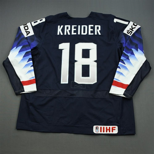 Chris Kreider - 2019 U.S. IIHF World Championship - Game-Worn Blue Jersey