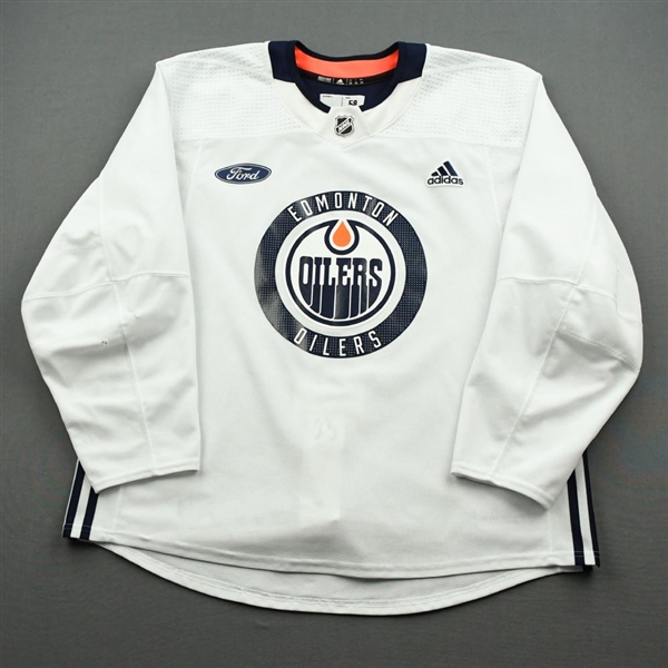 Riley Sheahan - Edmonton Oilers - Practice-Worn Jersey - 2019-20 NHL Season