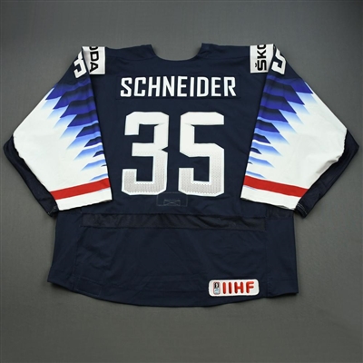 Cory Schneider - 2019 U.S. IIHF World Championship - Game-Worn Blue Jersey