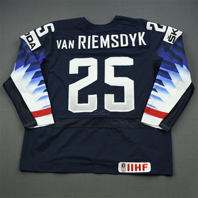 James van Riemsdyk - 2019 U.S. IIHF World Championship - Game-Worn Blue Jersey