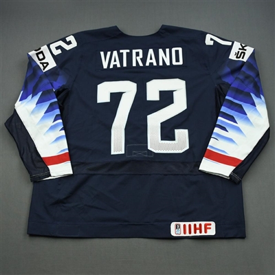 Frank Vatrano - 2019 U.S. IIHF World Championship - Game-Worn Blue Jersey