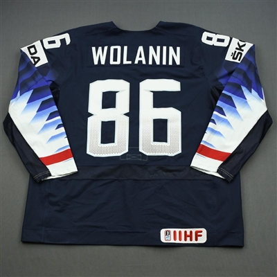 Christian Wolanin - 2019 U.S. IIHF World Championship - Game-Worn Blue Jersey